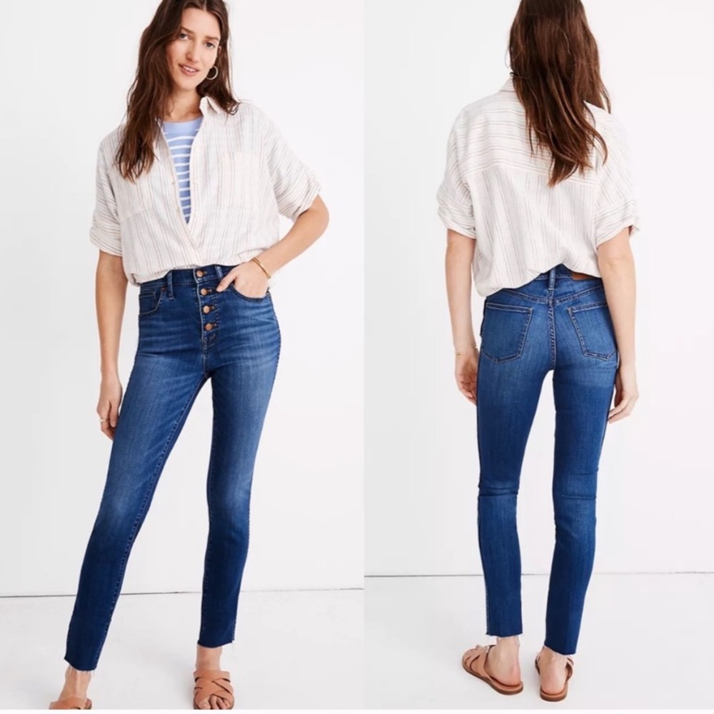 Madewell 10in high rise skinny jeans button front